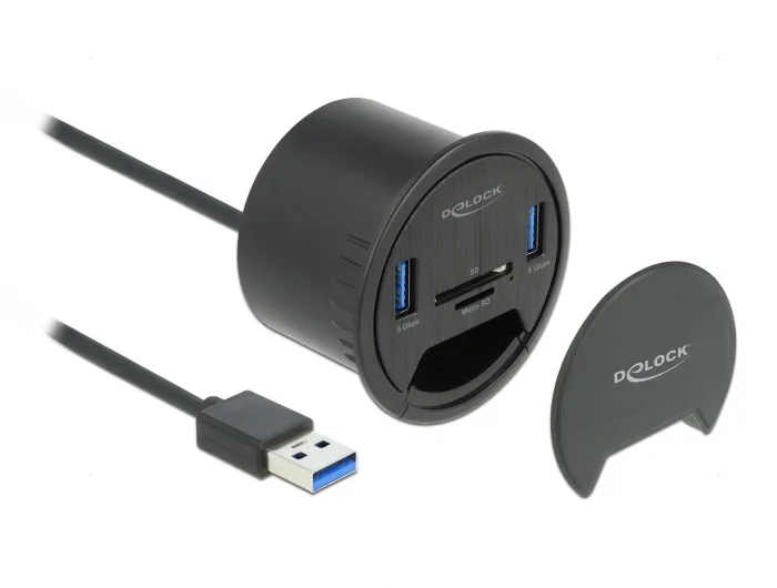 Delock 2 Port Tisch-Hub 2 x SuperSpeed USB Typ-A und Card Reader für SD und Micro #4 