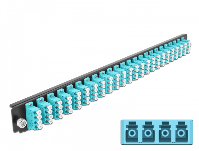 Delock 19″ LWL Spleißbox Frontblende 24 Port LC Quad aqua #1 