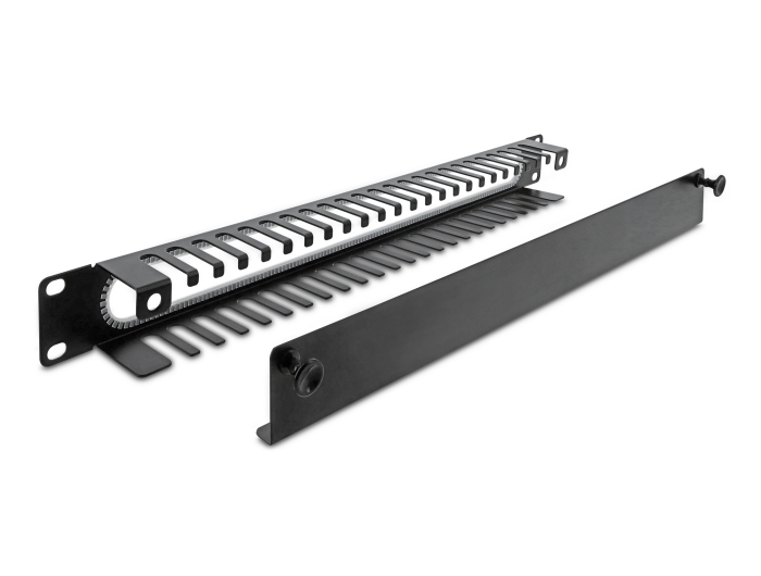 Delock 19″ 1 HE Kabelmanagement Rangierpanel mit Öffnung und Kantenschutz schwarz #3 