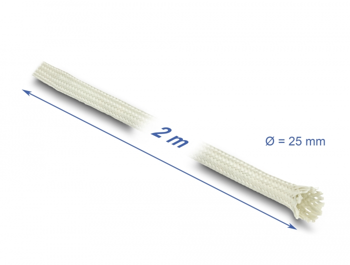 Delock Geflechtschlauch aus Nomex Fasern 2 m x 25 mm weiß #2 