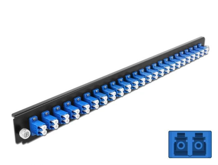 Delock 19″ LWL Spleißbox Frontblende 24 Port LC Duplex blau #1 