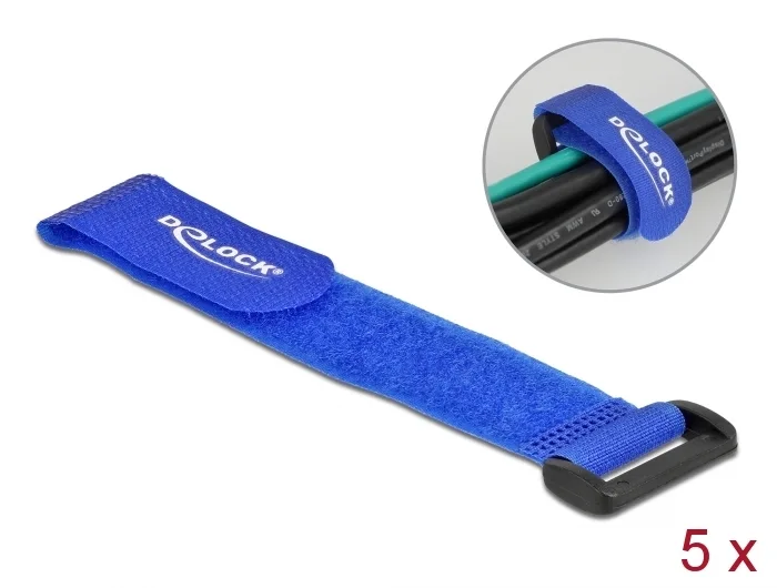 Delock Klett-Kabelbinder mit Schlaufe L 190 x B 25 mm blau 5 Stück #1 