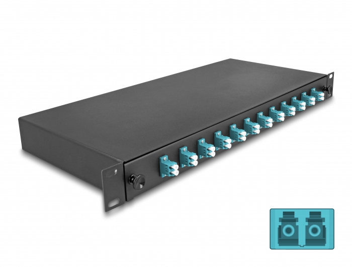 Delock 19″ LWL Spleißbox 12 x LC Duplex OM3 1HE komplett bestückt #1 