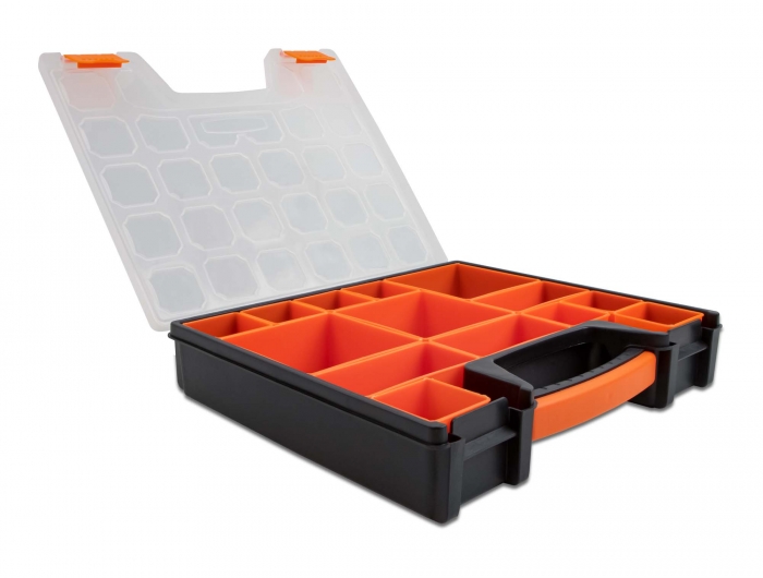 Delock Sortimentsbox mit 14 Fächern 312 x 272 x 60 mm orange / schwarz #1 