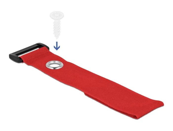 Delock Klett-Kabelbinder mit Schlaufe und Befestigungsöse L 280 x B 38 mm rot 3 Stück #2 