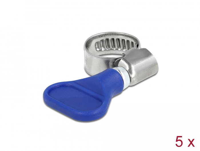 Delock Schlauchschelle Edelstahl 400 SS mit Flügelmutter 10 - 16 mm 5 Stück blau #1 