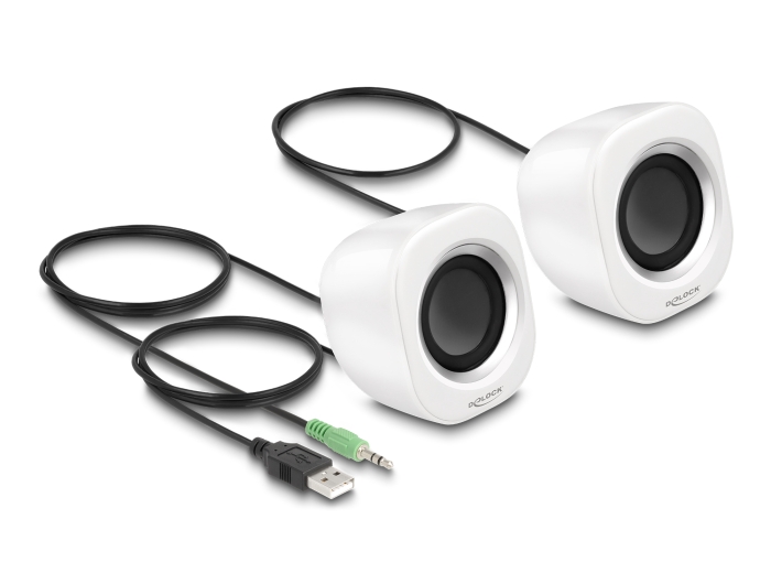Delock Mini Stereo PC Lautsprecher mit 3,5 mm Klinkenstecker und USB Stromversorgung weiß #3 