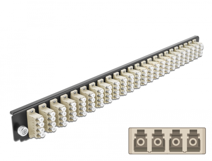 Delock 19″ LWL Spleißbox Frontblende 24 Port LC Quad beige #1 