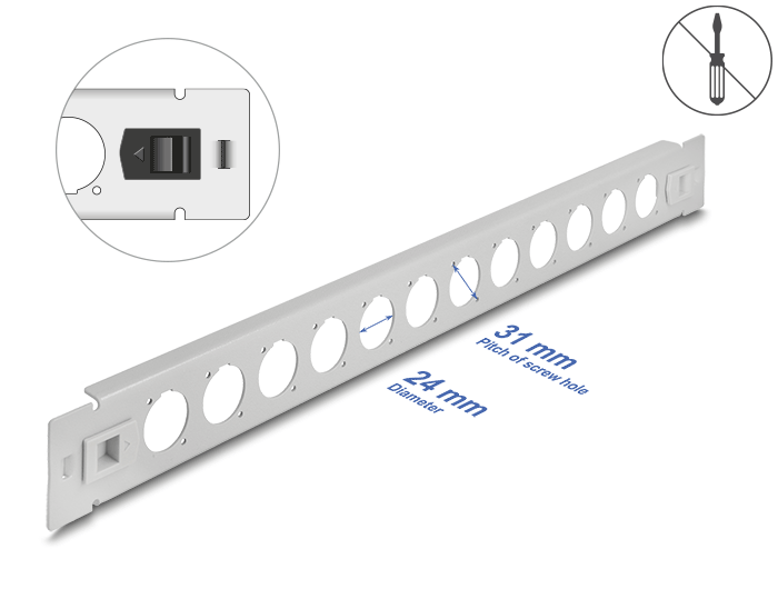 Delock 19″ D-Typ Patchpanel 12 Port werkzeugfrei grau #1 