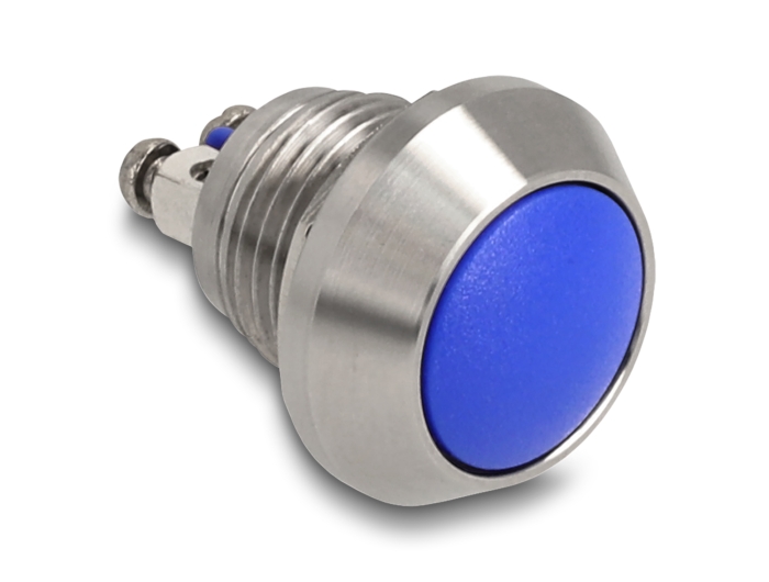 Delock Drucktaster zum Einbau 12 mm 2 x Schraubklemme blau #1 