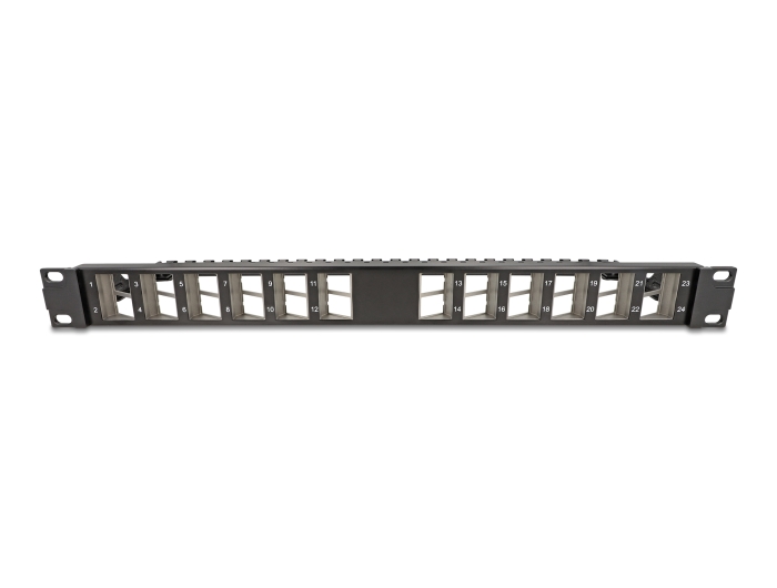 Delock 19″ Keystone Patchpanel 24 Port gewinkelt mit Entlastungsschiene schwarz #5 