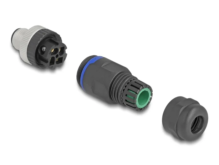 Delock M12 Steckverbinder A-kodiert 4 Pin Stecker zur Montage mit Schraubanschluss #3 