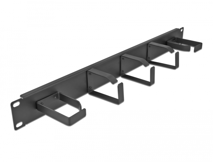 Delock 19″ Kabelmanagement Rangierpanel mit 5 Metall Bügeln (2 x horizontal, 3 x vertikal) 1 HE schwarz #1 