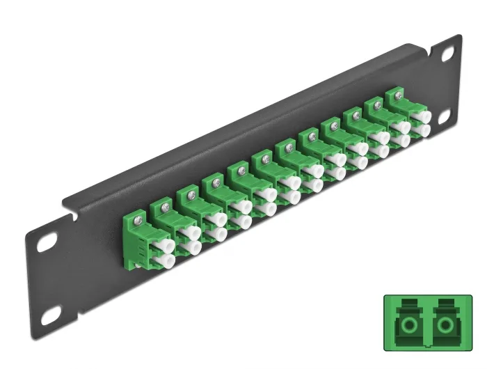 Delock 10″ LWL Patchpanel 12 Port LC Duplex grün 1 HE schwarz #1 