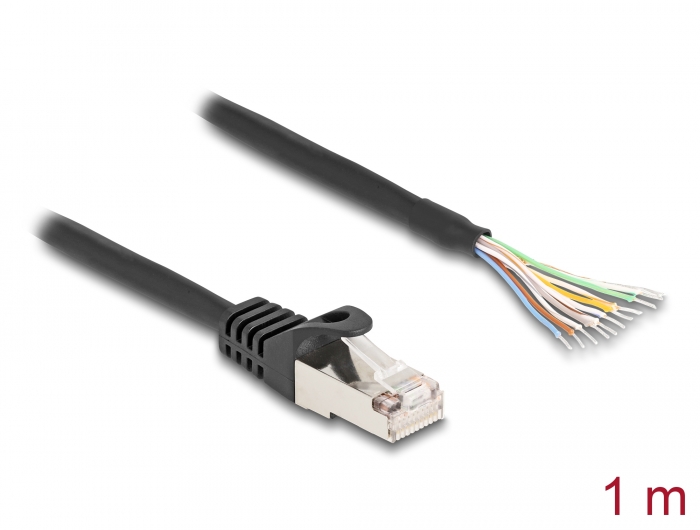 Delock Kabel RJ50 Stecker zu offenen Kabelenden S/FTP 1 m schwarz #1 