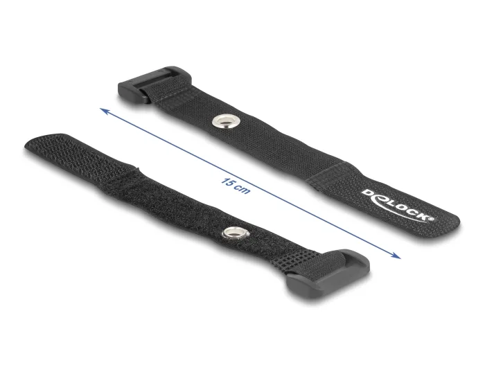 Delock Klett-Kabelbinder mit Schlaufe und Befestigungsöse L 150 x B 20 mm schwarz 5 Stück #4 