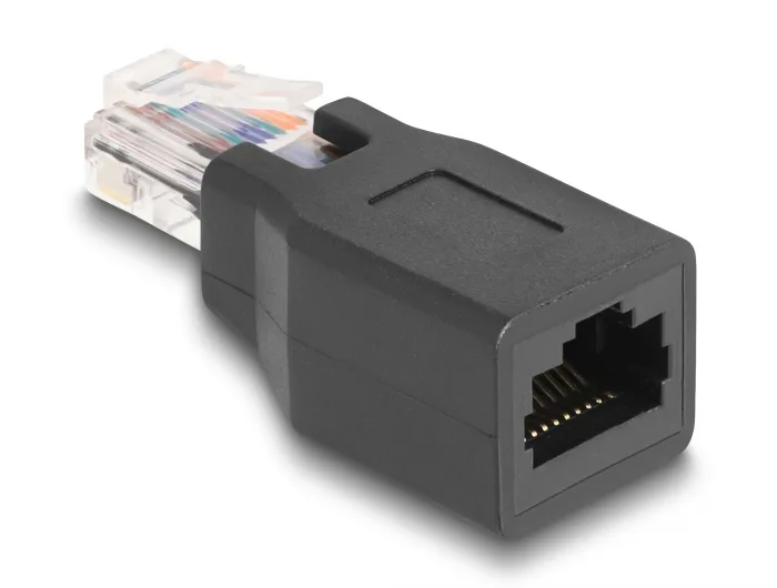 Delock Adapter RJ50 Stecker zu Buchse Belegung 1:1 schwarz #2 