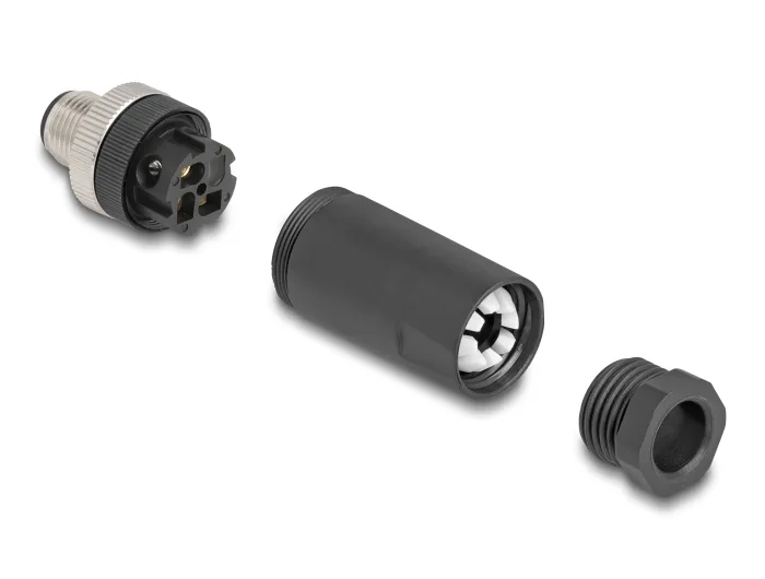 Delock M12 Steckverbinder A-kodiert 3 Pin Stecker zur Montage mit Schraubanschluss #3 