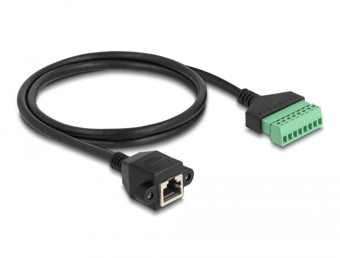 Delock RJ45 Kabel Cat.6 Buchse zu Terminalblock Adapter zum Einbau 1 m 2-teilig #2 