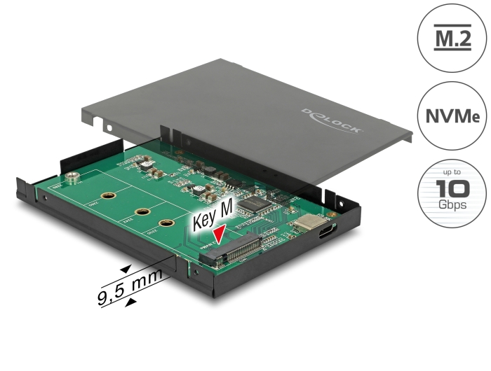Delock Externes 2.5″ Gehäuse für M.2 NVMe PCIe SSD mit USB 3.1 Gen 2 USB Type-C™ #1 