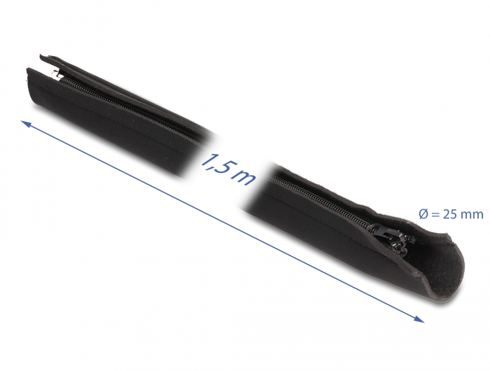Delock Kabelschlauch Neopren flexibel mit Reißverschluss 1,5 m x 100 mm schwarz #2 