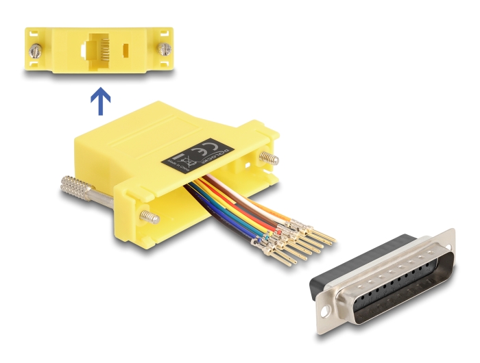 Delock D-Sub 25 Pin Stecker zu RJ45 Buchse Montagesatz gelb #1 