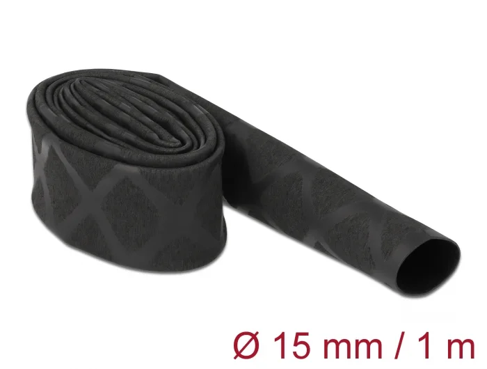Delock Schrumpfschlauch X-Muster rutschfest 1 m x 15 mm schwarz #1 