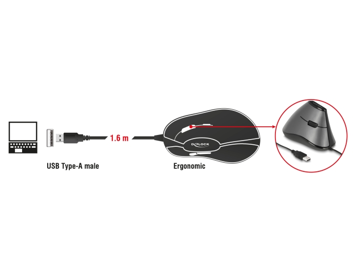 Delock Ergonomische optische 5-Tasten vertikal USB Maus #4 