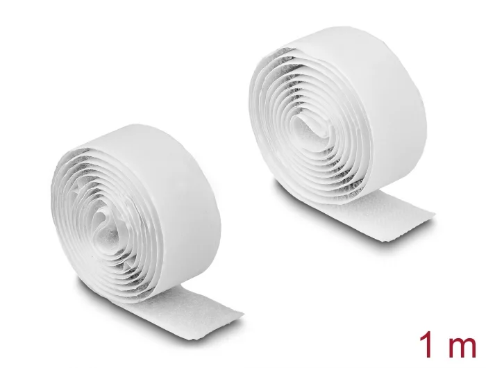 Delock Klettband selbstklebend mit Haft- und Flauschband L 1 m x B 20 mm weiß #1 
