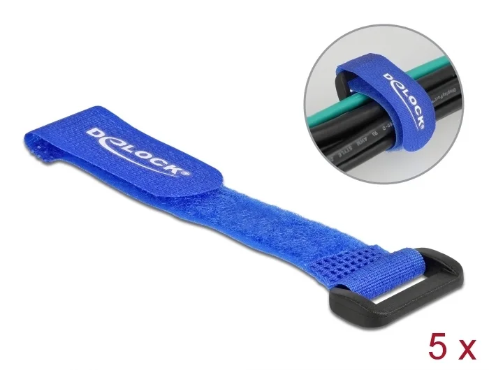 Delock Klett-Kabelbinder mit Schlaufe L 150 x B 20 mm blau 5 Stück #1 