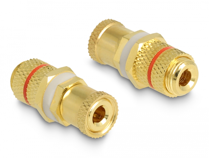 Delock Audio Adapter Polklemme zu Polklemme zum Einbau, Farbring rot #1 