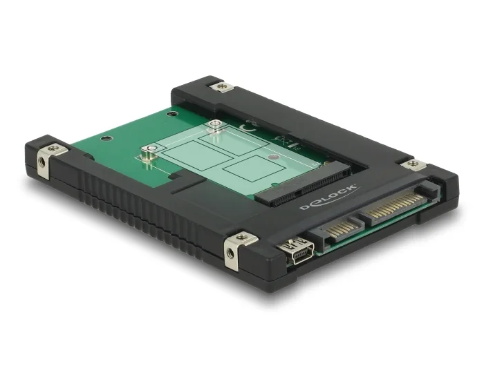 Delock 2.5″ Konverter SATA 22 Pin / USB 2.0 Typ Mini-B > 1 x mSATA / Mini PCIe Slot #1 