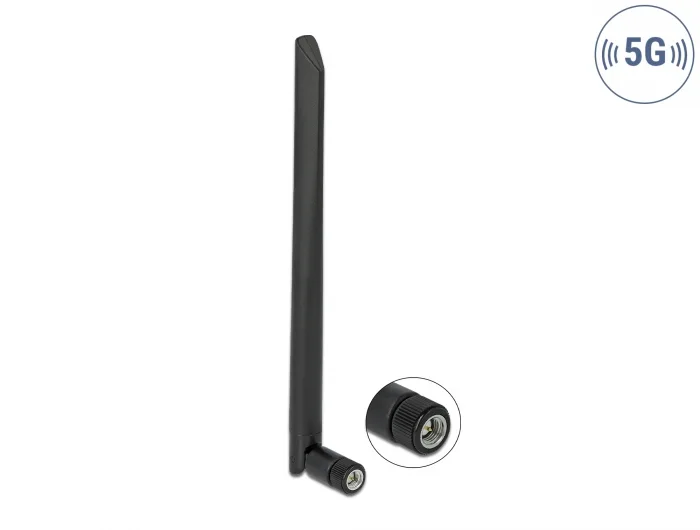 Delock 5G 3,4 - 3,8 GHz Antenne SMA Stecker 5 dBi 20 cm omnidirektional mit Kippgelenk und flexiblem Material schwarz #1 