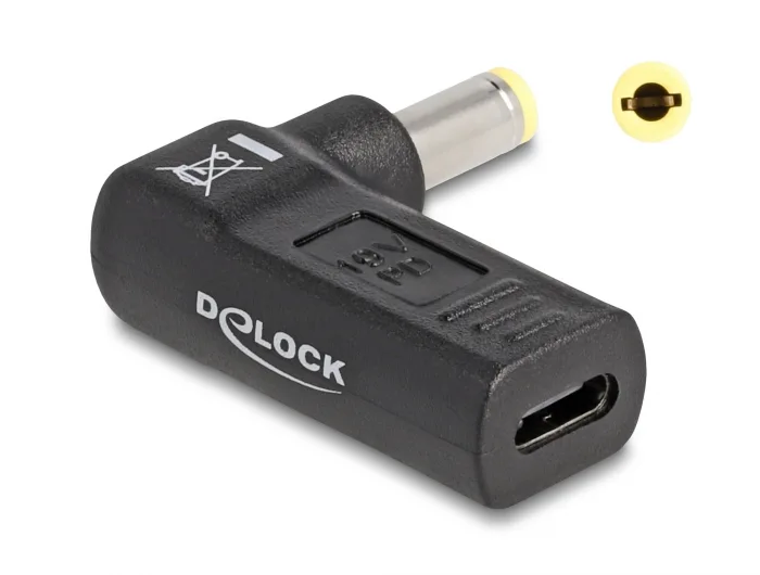 Delock Adapter für Notebook Ladekabel USB Type-C™ Buchse zu 5,5 x 2,5 mm Stecker 90° gewinkelt #1 