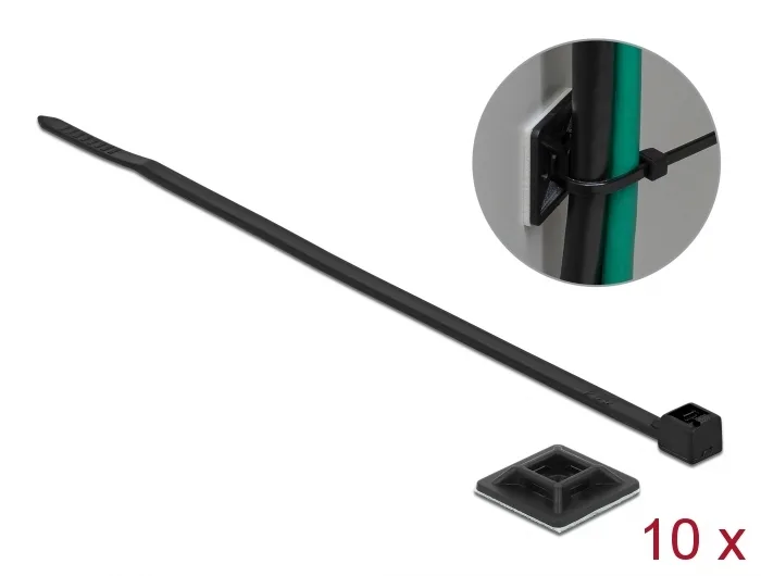 Delock Befestigungssockel 20 x 20 mm mit Kabelbinder L 200 x B 2,5 mm schwarz #1 