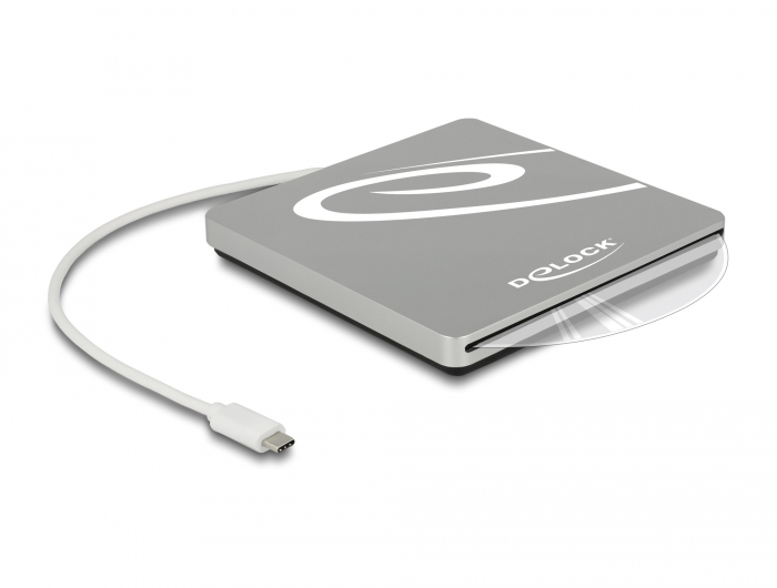 Delock Externes Gehäuse für 5.25″ Slot-in Slim SATA Laufwerke 9,5 / 12,7 mm zu USB Type-C™ Stecker silber #1 