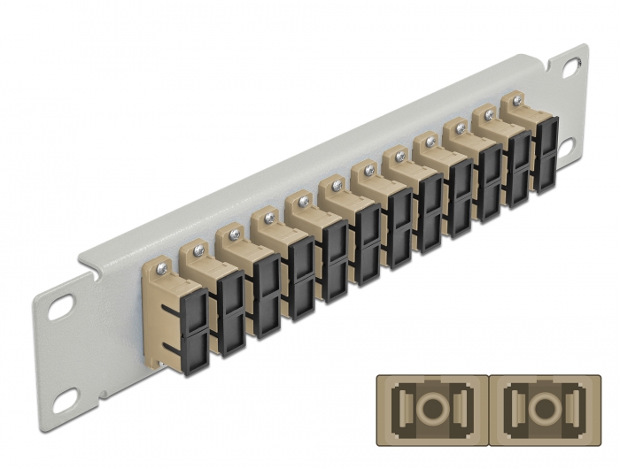 Delock 10″ LWL Patchpanel 12 Port SC Duplex beige 1 HE grau #1 