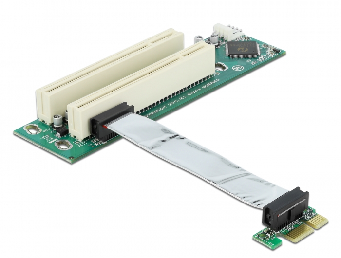 Delock Riser Karte PCI Express x1 > 2 x PCI mit flexiblem Kabel 9 cm links gerichtet #1 