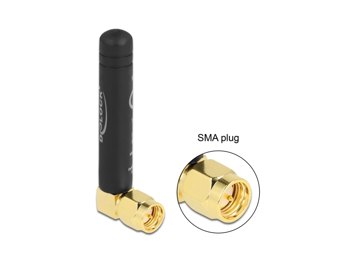 Delock LPWAN 868 MHz Antenne SMA Stecker 90° 1,6 dBi omnidirektional starr schwarz #2 