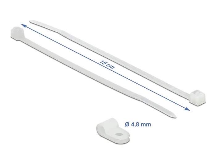 Delock Befestigungsschelle 4,8 mm mit Kabelbinder L 150 x B 2,5 mm weiß #2 