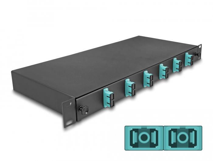 Delock 19″ LWL Spleißbox 6 x SC Duplex OM3 1HE komplett bestückt #1 