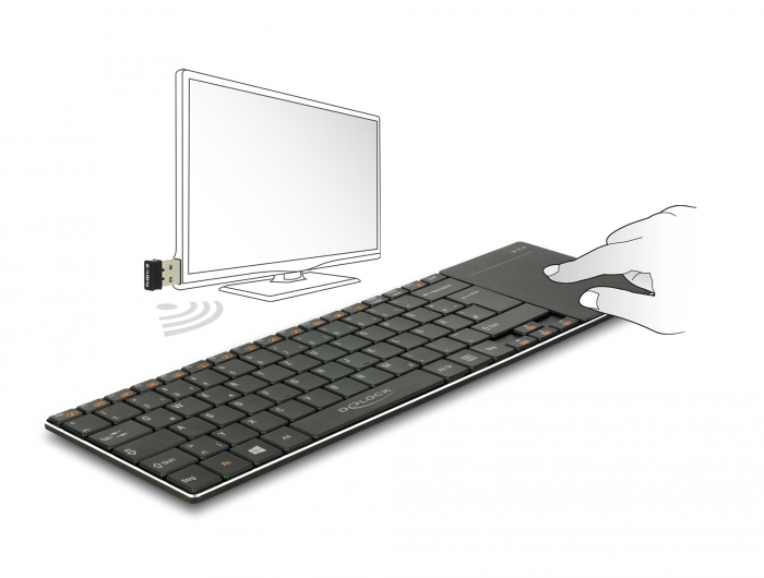 Delock Funktastatur für Smart TV und Windows PCs mit Touchpad 6 mm flach #1 
