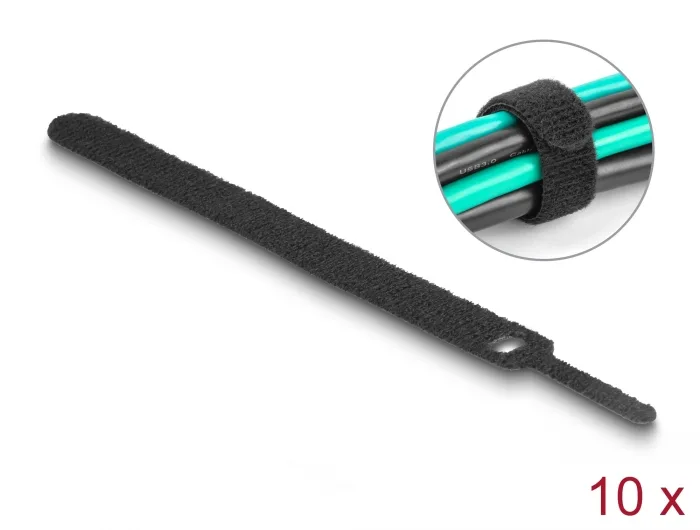 Delock Klett-Kabelbinder L 150 x B 12 mm schwarz 10 Stück #1 