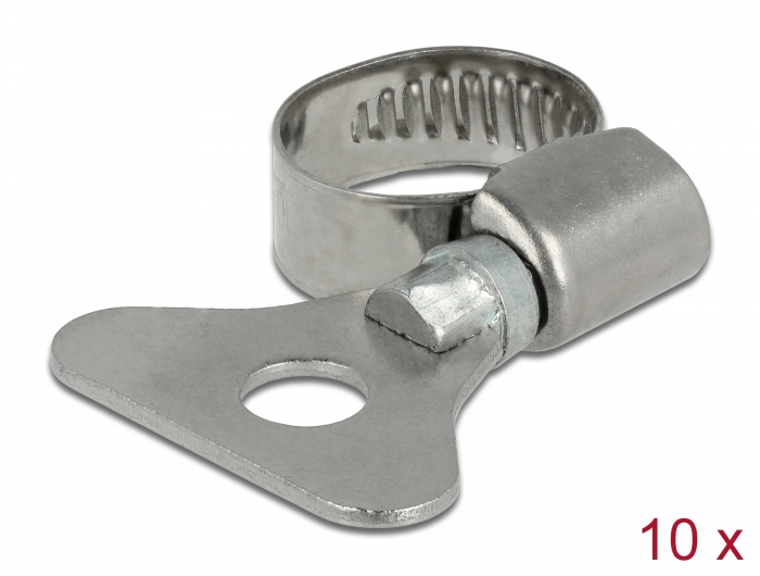 Delock Schlauchschelle mit Flügelmutter 10 - 16 mm 10 Stück Metall #1 