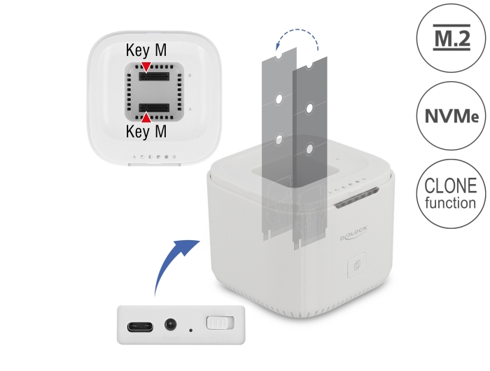 Delock M.2 Dockingstation für 2 x M.2 NVMe PCIe SSD mit Klon Funktion #1 
