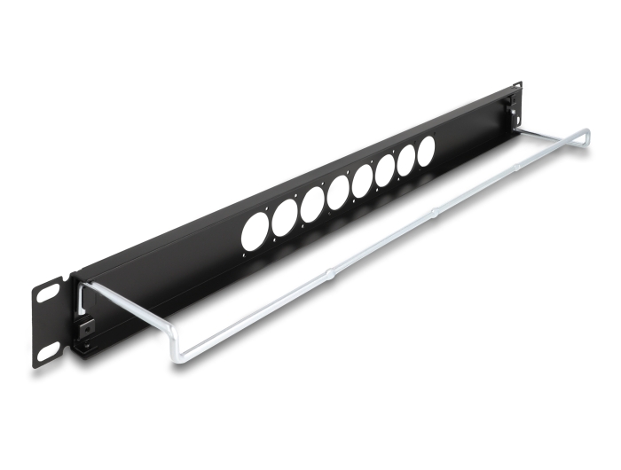 Delock 19″ D-Typ Patchpanel mit Entlastungsschiene 8 Port mittig 1 HE schwarz #2 