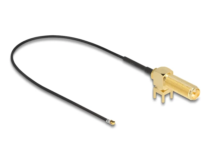 Delock Antennenkabel RP-SMA 90° PCB Buchse zum Einbau zu I-PEX Inc., MHF® 4L Stecker 1.13 25 cm Gewindelänge 15 mm #2 