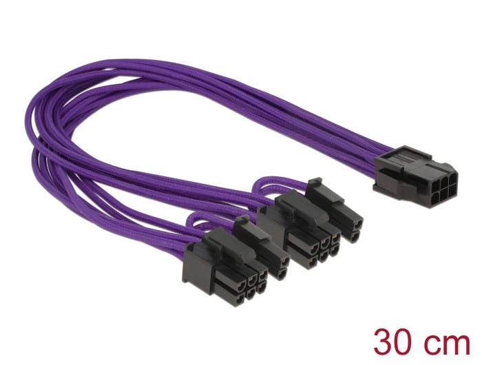 Delock Stromkabel PCI Express 6 Pin Buchse > 2 x 8 Pin Stecker Textilummantelung violett #1 