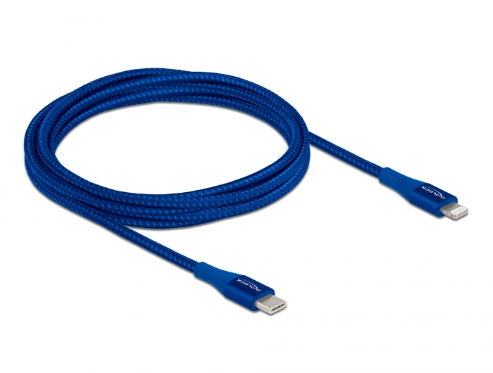 Delock Daten- und Ladekabel USB Type-C™ zu Lightning™ für iPhone™, iPad™ und iPod™ blau 2 m MFi #2 