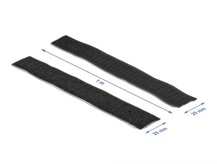 Delock Klettband selbstklebend mit Haft- und Flauschband L 1 m x B 25 mm schwarz #2 